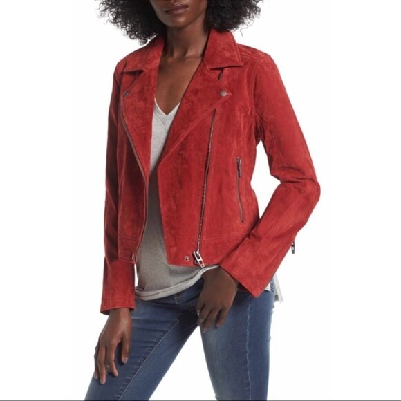 Blank NYC Women's Leather Suede Moto Biker Jacket in Ruby Red #73K-9114NO Sz S - Picture 3 of 15